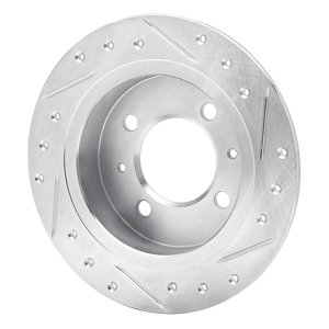 Nissan Sentra Brake Rotor (1) - Rear Left - R1 Concepts - Drilled & Slotted - Silver - `91-`06